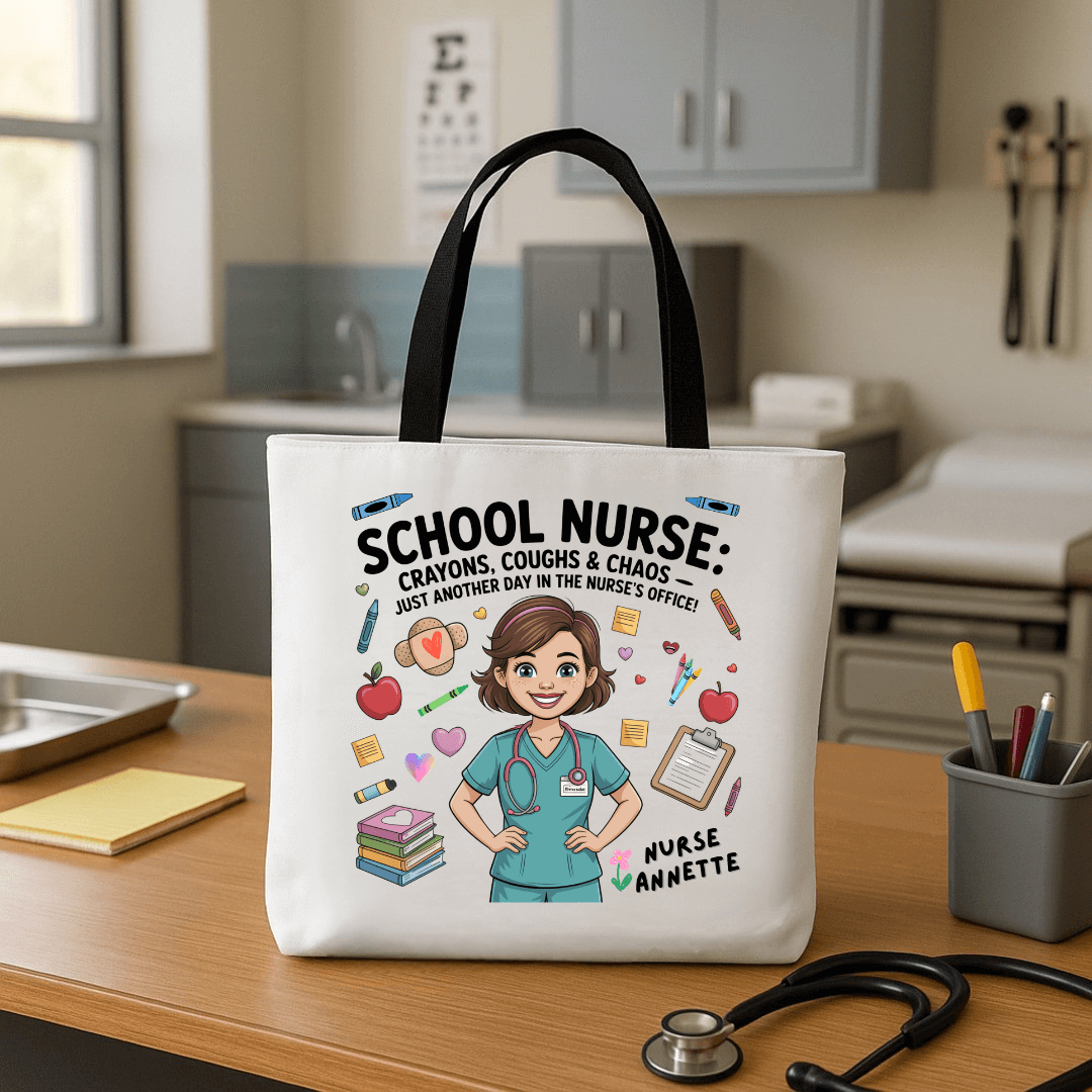 Personalized School Nurse Tote Bag – Fun Gift for Nurses