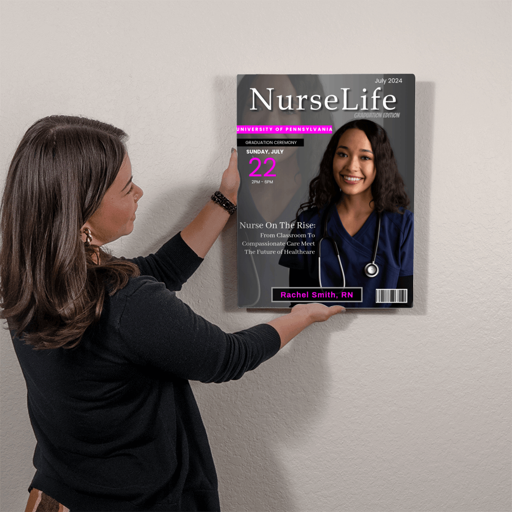 Nurse Graduation Gift Personalized Magazine Cover Metal Photo Art Print