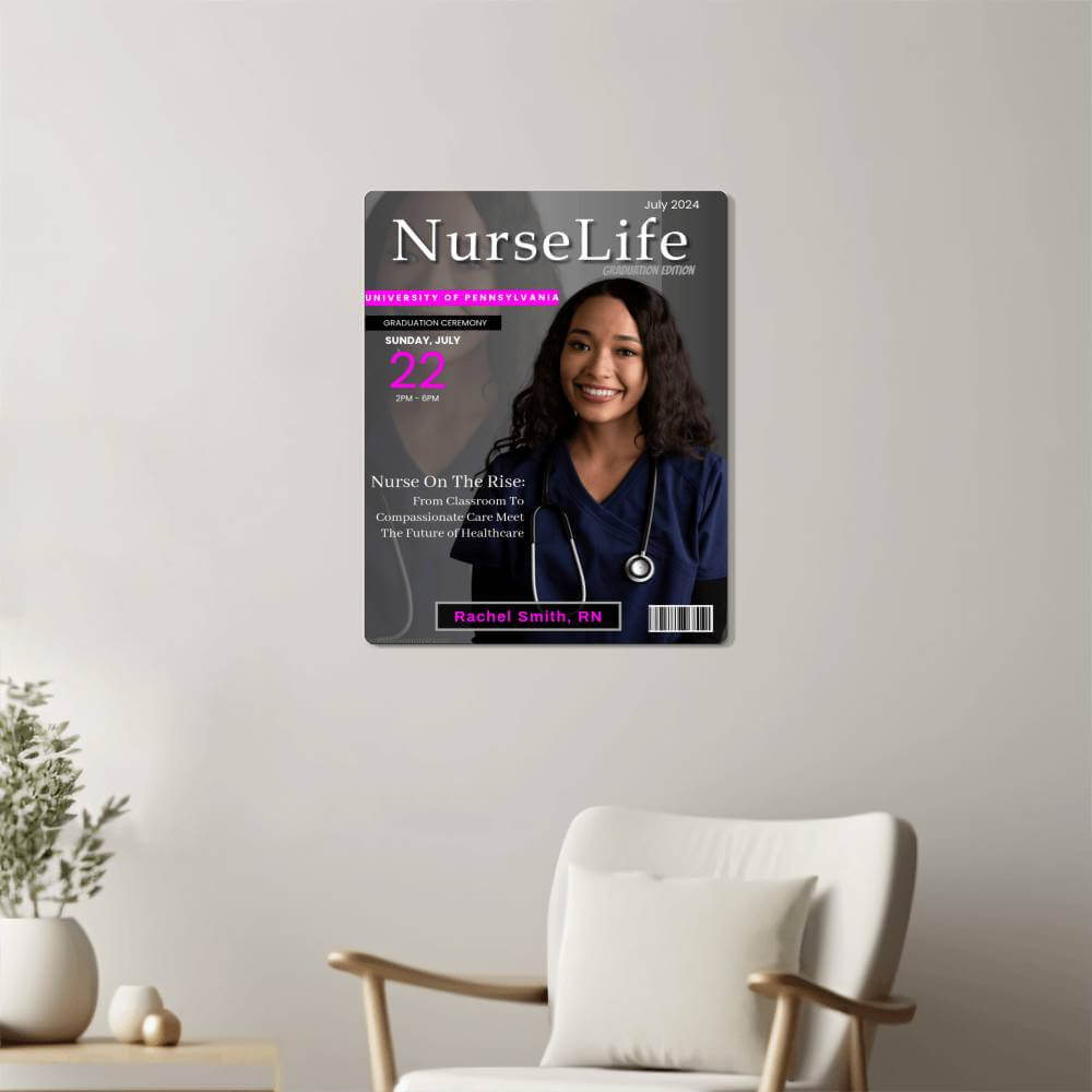 Nurse Graduation Gift Personalized Magazine Cover Metal Photo Art Print