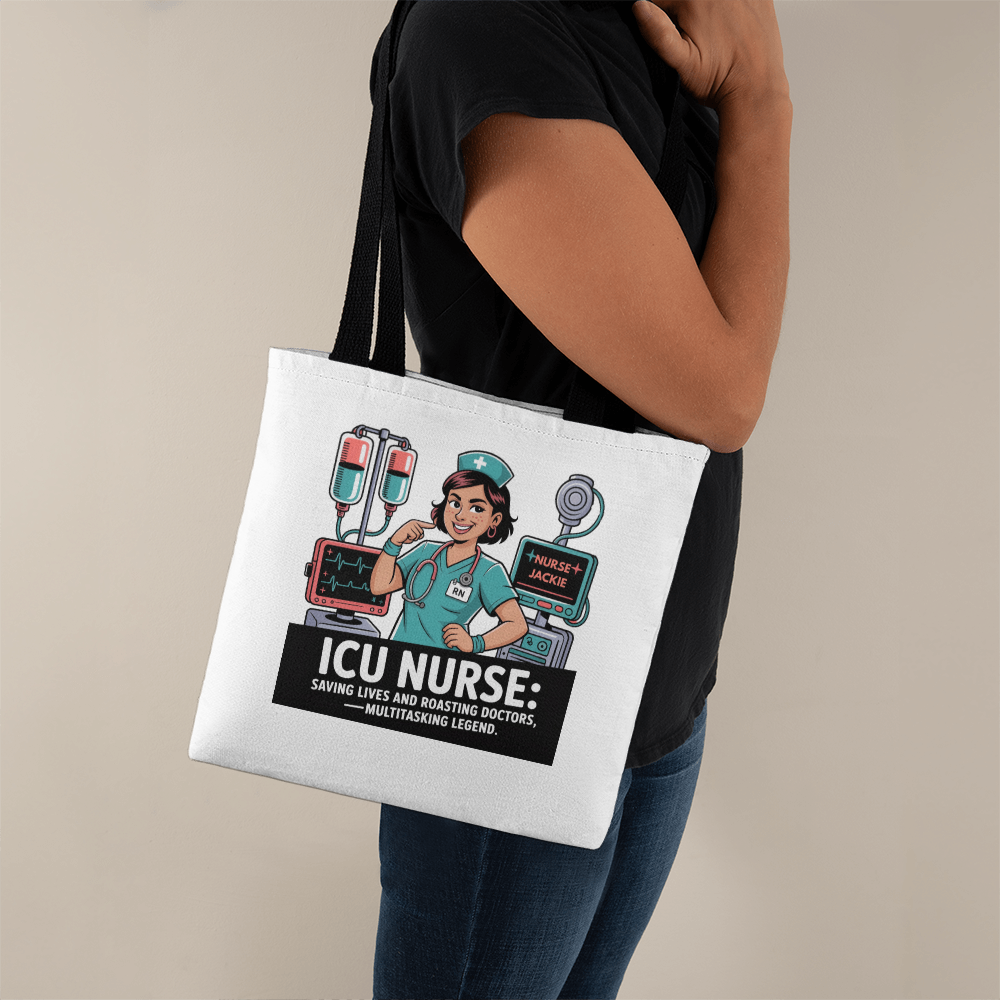 Personalized Funny ICU Nurse Tote Bag – ICU RN Gift