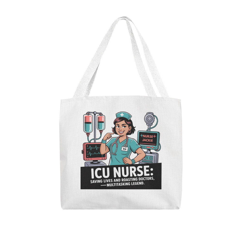 Personalized Funny ICU Nurse Tote Bag – ICU RN Gift