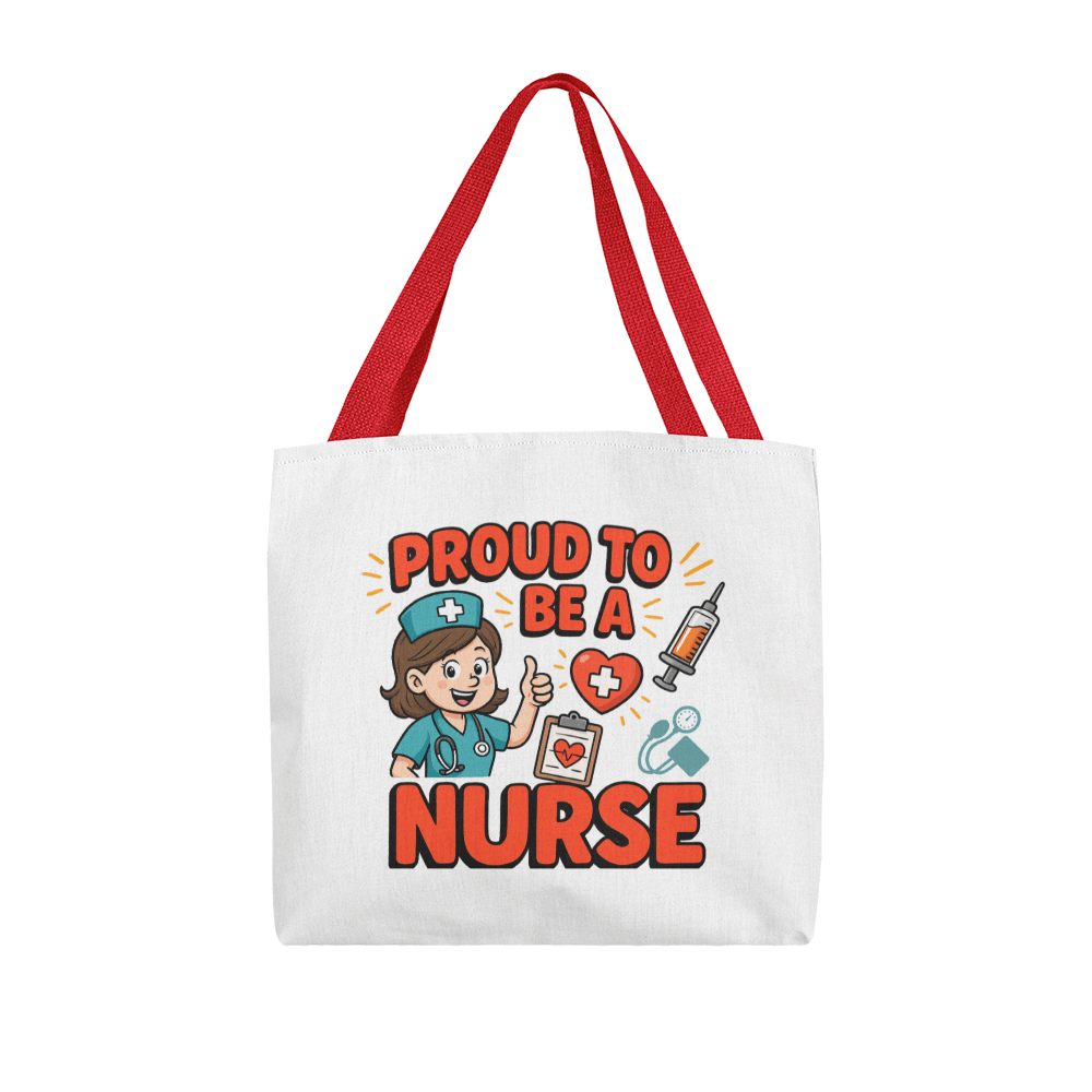 Proud to Be a Nurse tote bag for nurses – beige canvas gift bag for medical professionals, nursing students, and healthcare workers