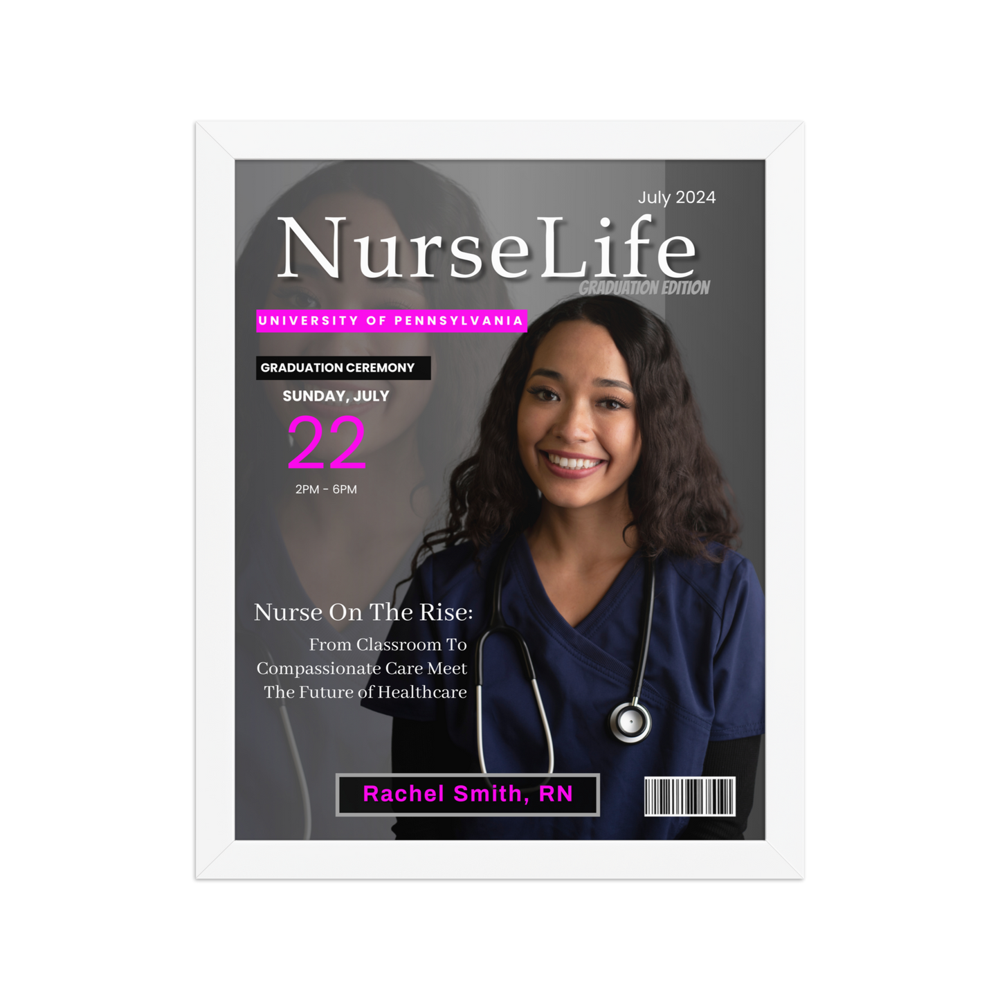 🎓Custom Nurse Magazine Cover Wall Art – Personalized RN Graduation Gift