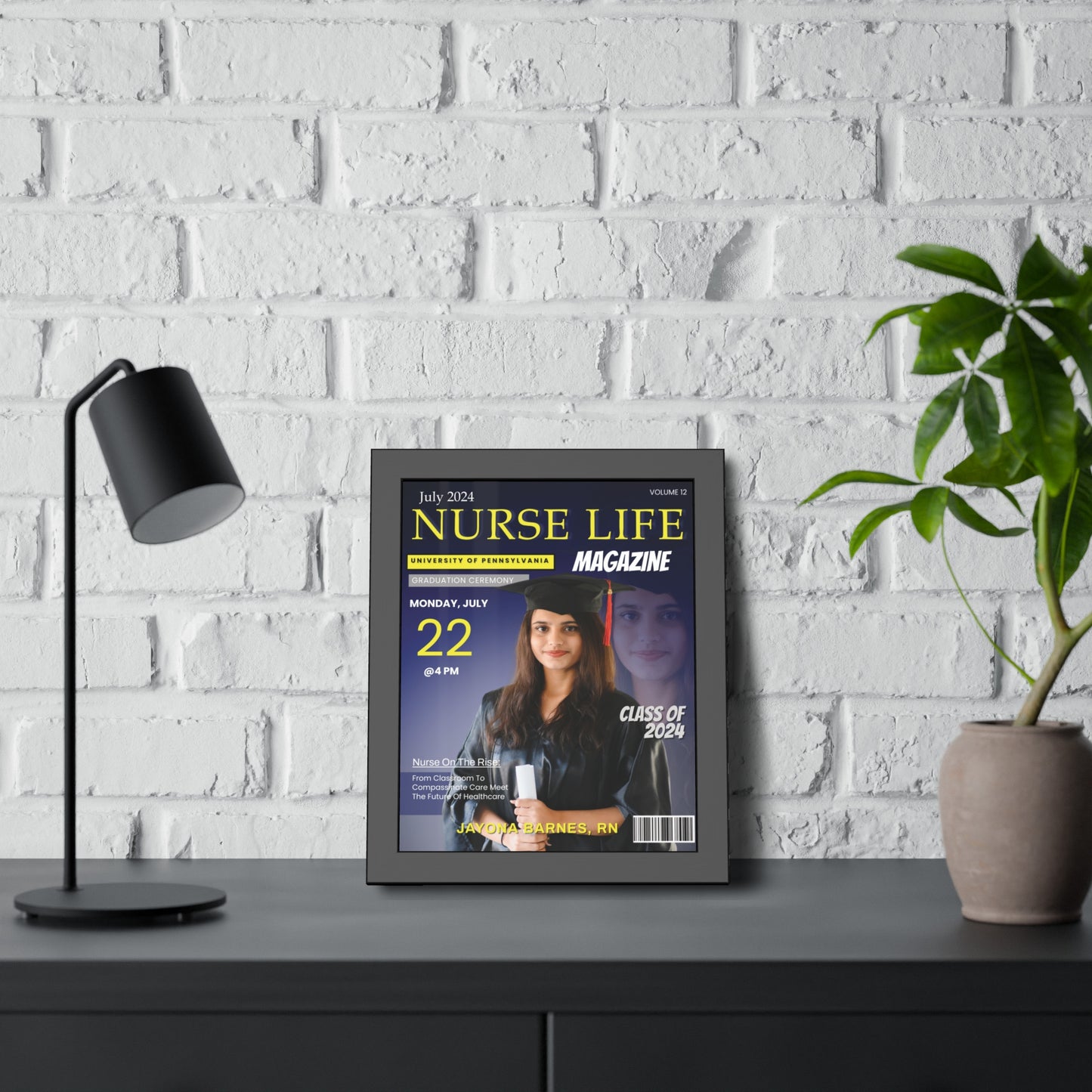 Personalized Nurse Magazine Cover – Custom Framed Photo Gift for New Nurses - Year Edition