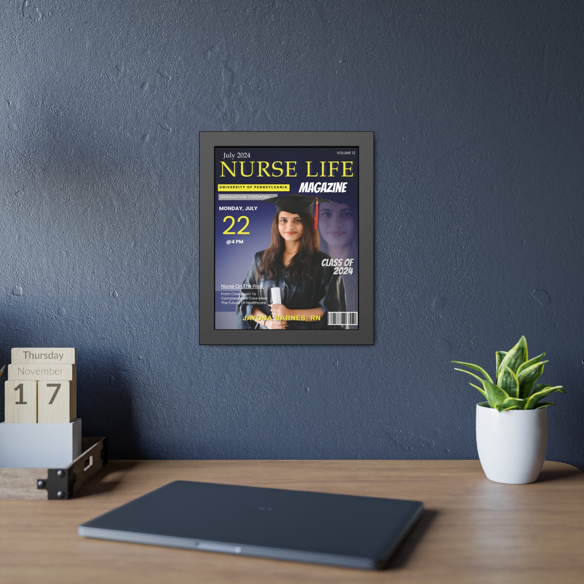 Personalized Nurse Magazine Cover – Custom Framed Photo Gift for New Nurses - Year Edition - Secondary Image