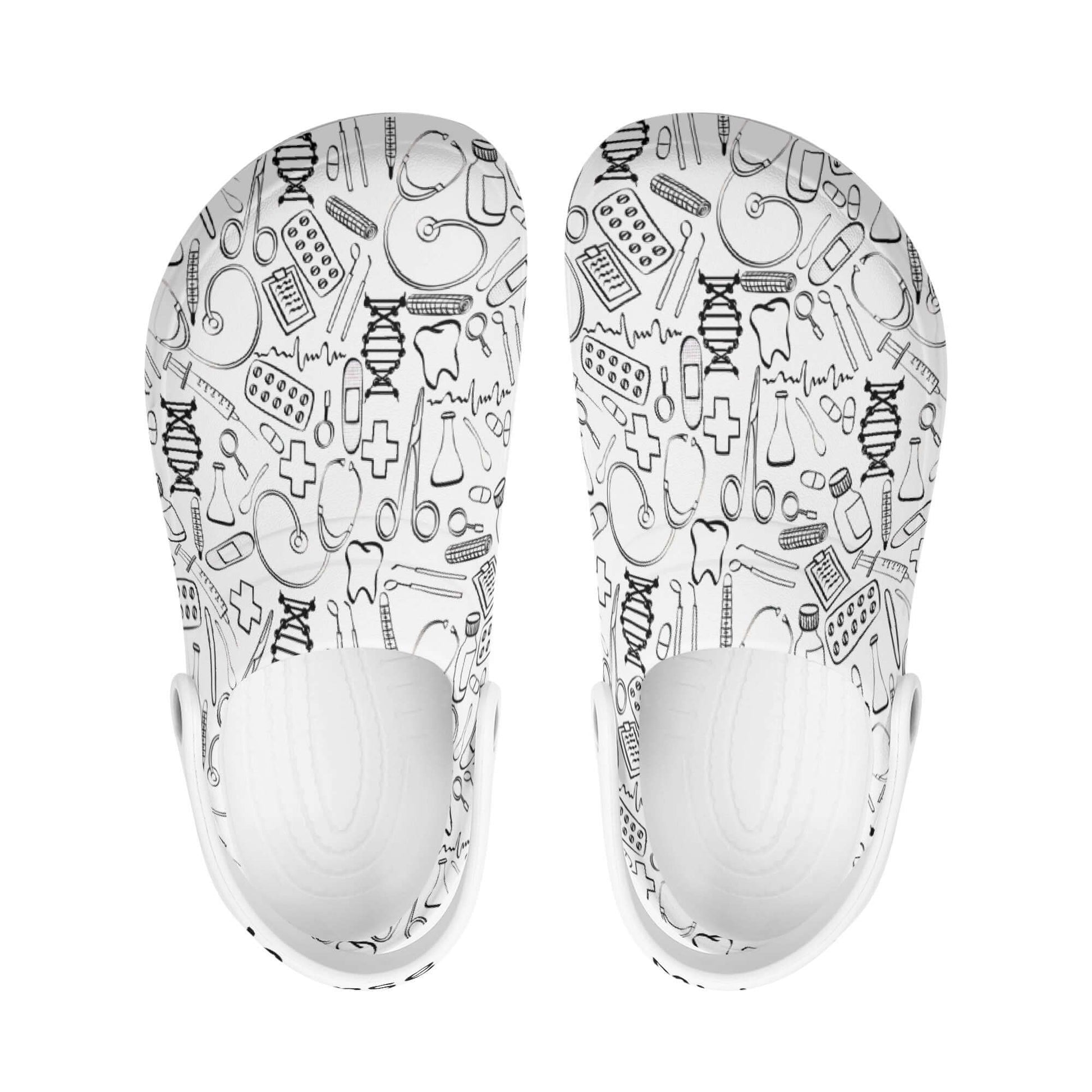 Mens personalized nurses clogs with medical-themed design for comfort and style during long shifts.