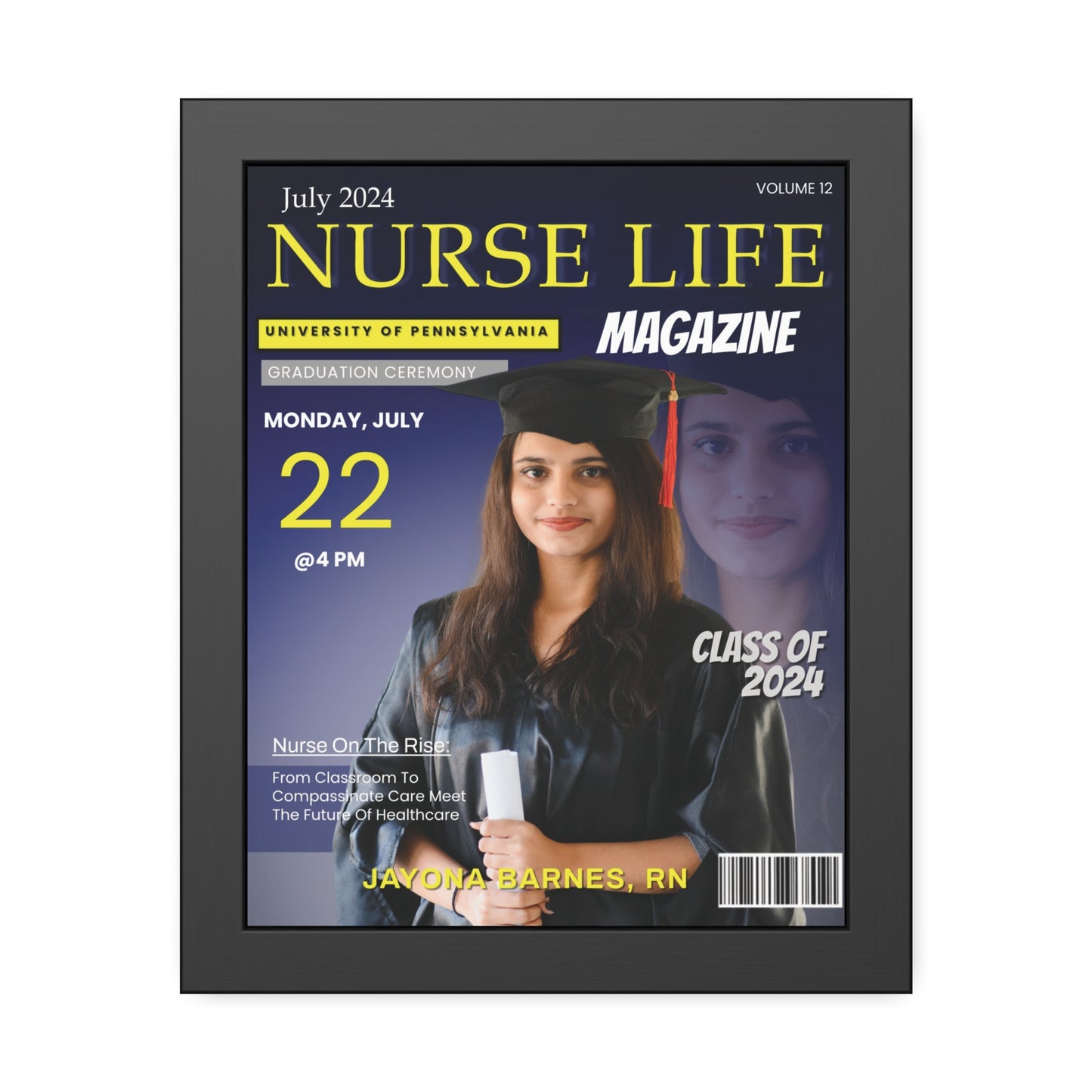 Personalized Nurse Magazine Cover – Custom Framed Photo Gift for New Nurses - Year Edition