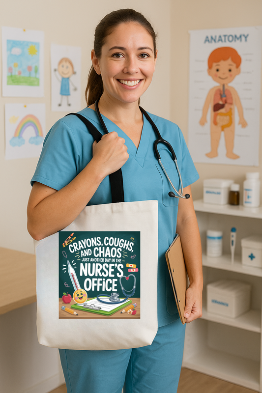 Funny School Nurse Tote Bag – Nurse's Office Gift