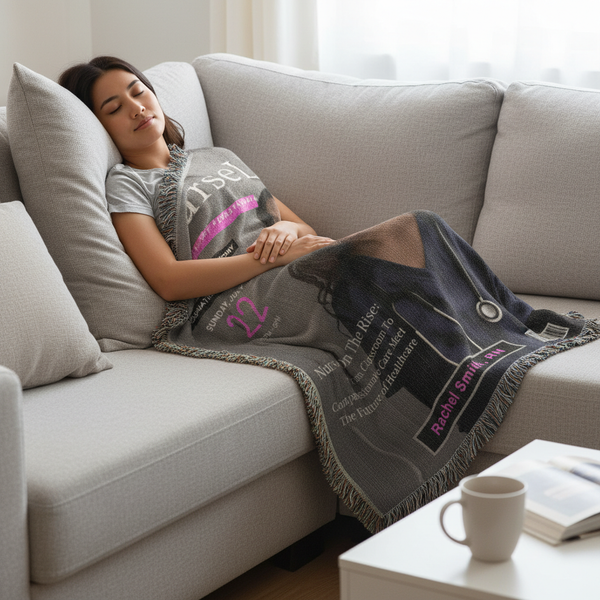 🎓Nursing School Graduation Blanket – Custom Nurse Magazine Cover Keepsake