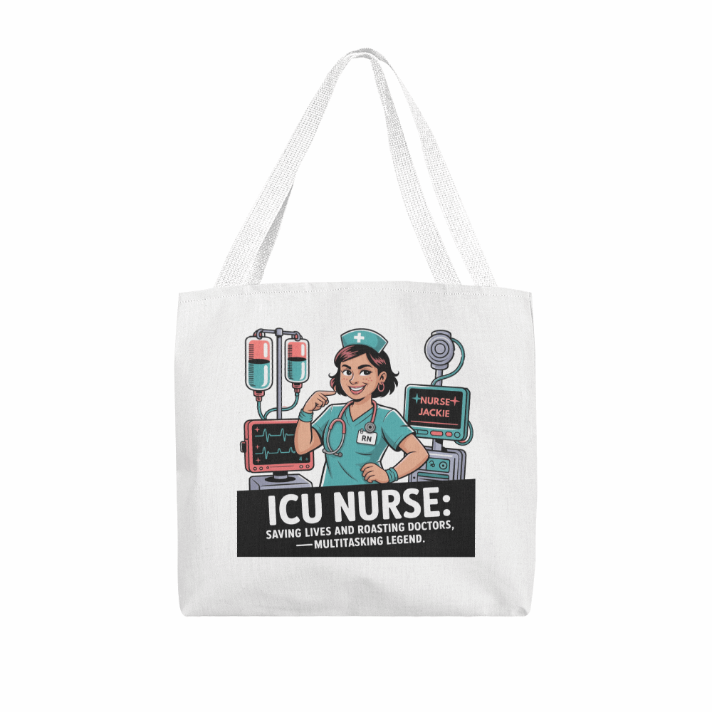 Personalized Funny ICU Nurse Tote Bag – ICU RN Gift