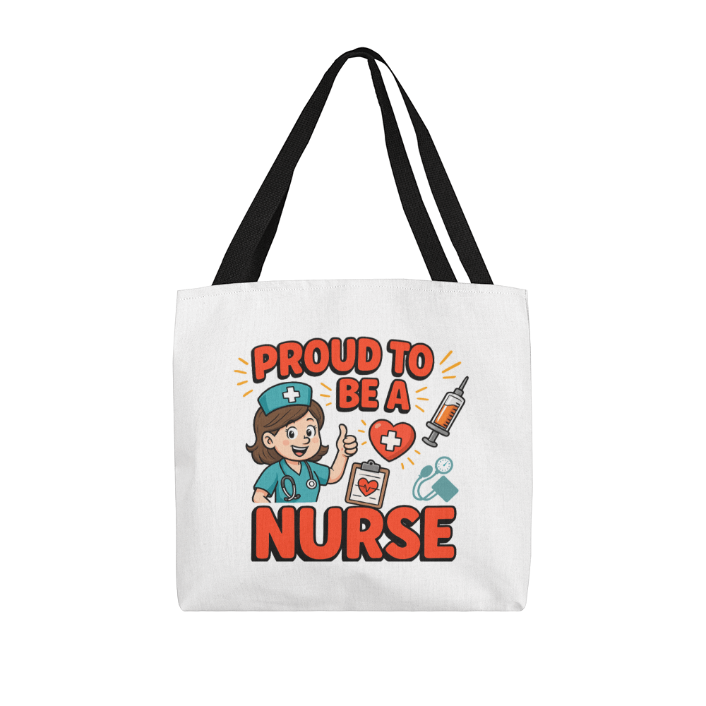 Proud to Be a Nurse tote bag for nurses – beige canvas gift bag for medical professionals, nursing students, and healthcare workers