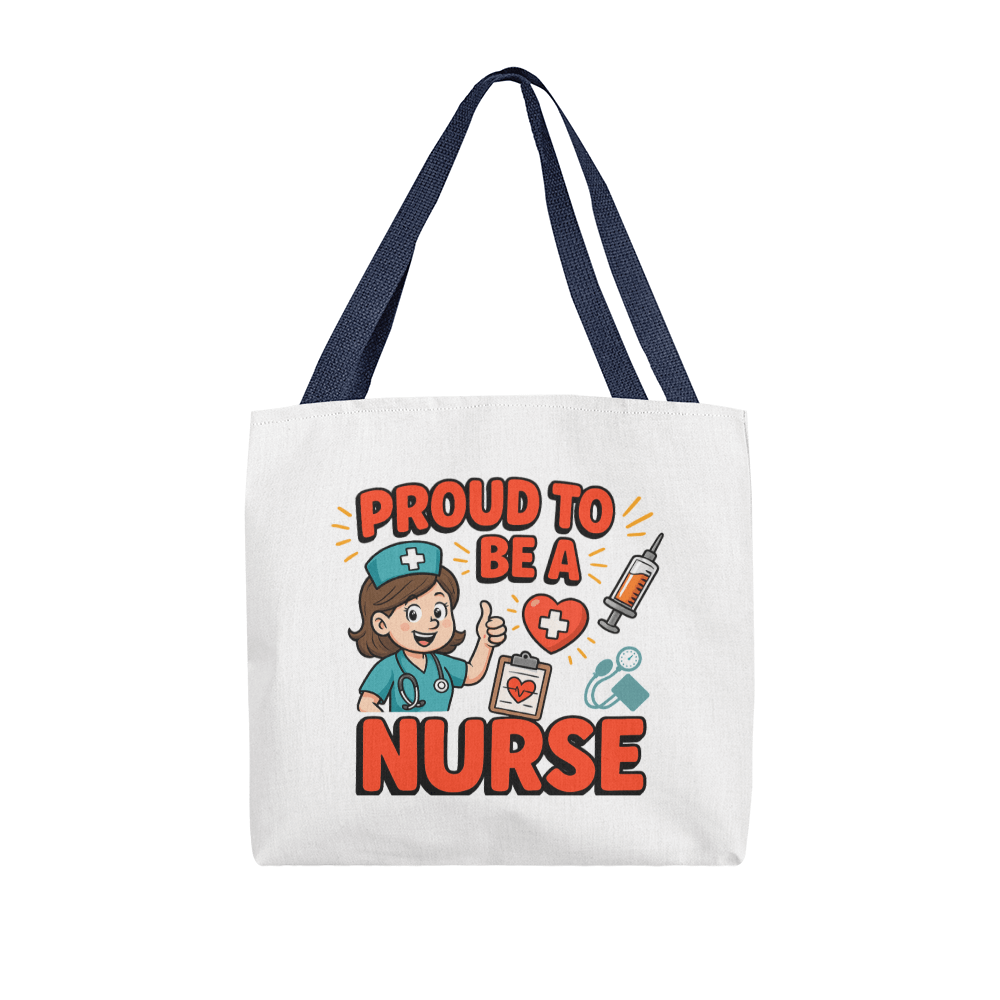Proud to Be a Nurse tote bag for nurses – beige canvas gift bag for medical professionals, nursing students, and healthcare workers