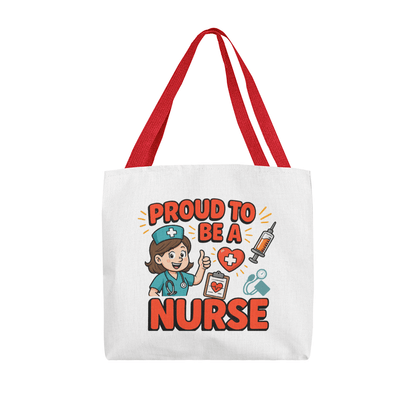 Proud to Be a Nurse tote bag for nurses – beige canvas gift bag for medical professionals, nursing students, and healthcare workers
