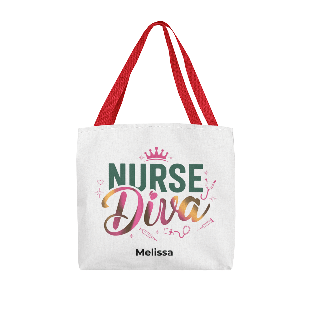 Nurse Diva Tote Bag – Funny RN Gift for Nurses with Attitude – Personalized Canvas Tote – Nurse Graduation or Appreciation Week Gift