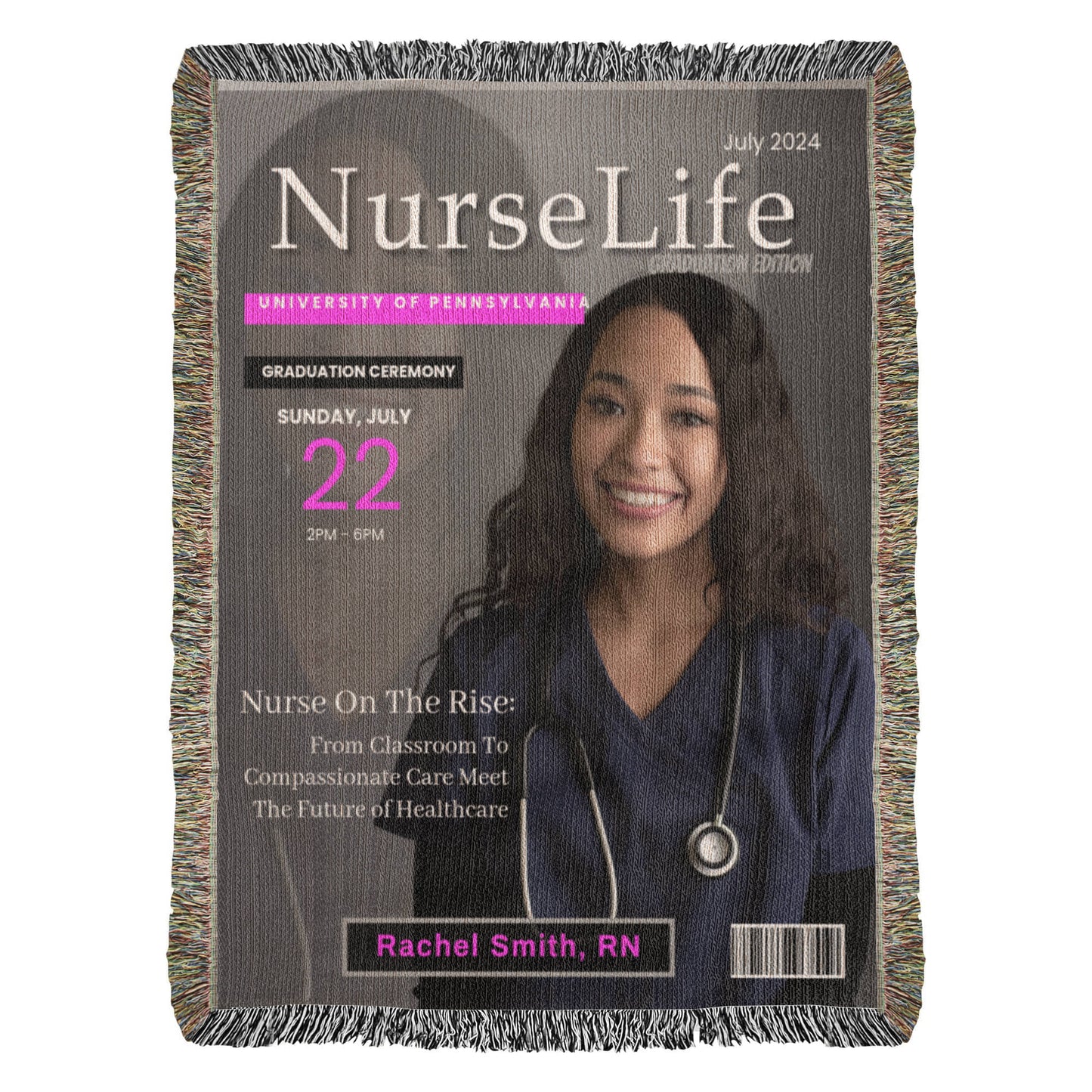 🎓Nursing School Graduation Blanket – Custom Nurse Magazine Cover Keepsake