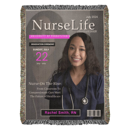 🎓Nursing School Graduation Blanket – Custom Nurse Magazine Cover Keepsake