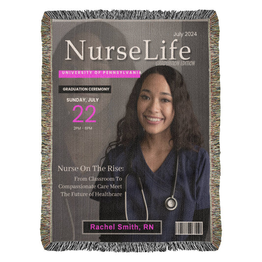 🎓Nursing School Graduation Blanket – Custom Nurse Magazine Cover Keepsake