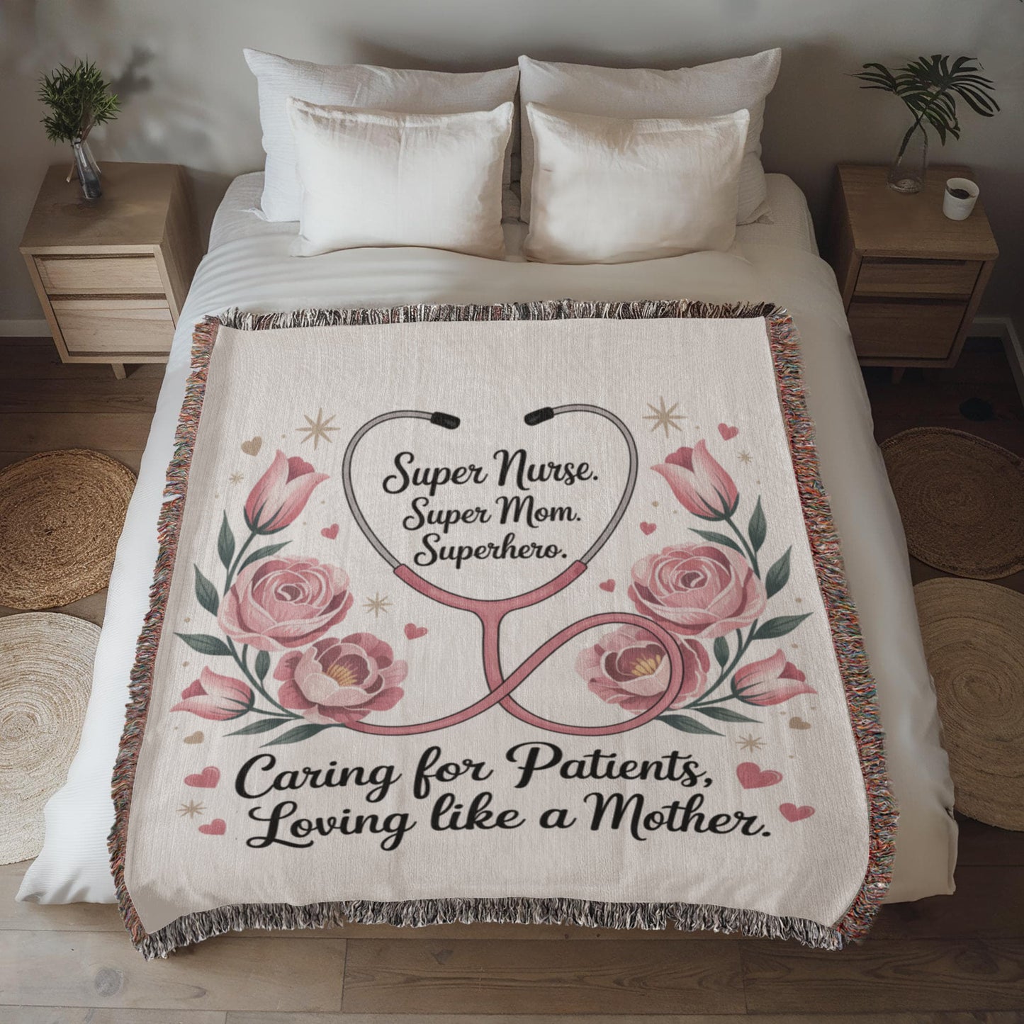 Mother's Day Woven Blanket for Nurses – Cozy Gift for Nurse Moms with Heartfelt Design