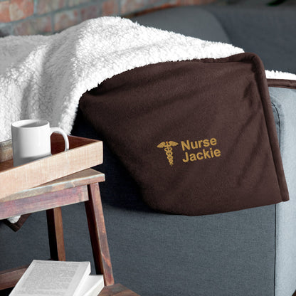 Cozy Embroidered Sherpa Nurse  Blanket