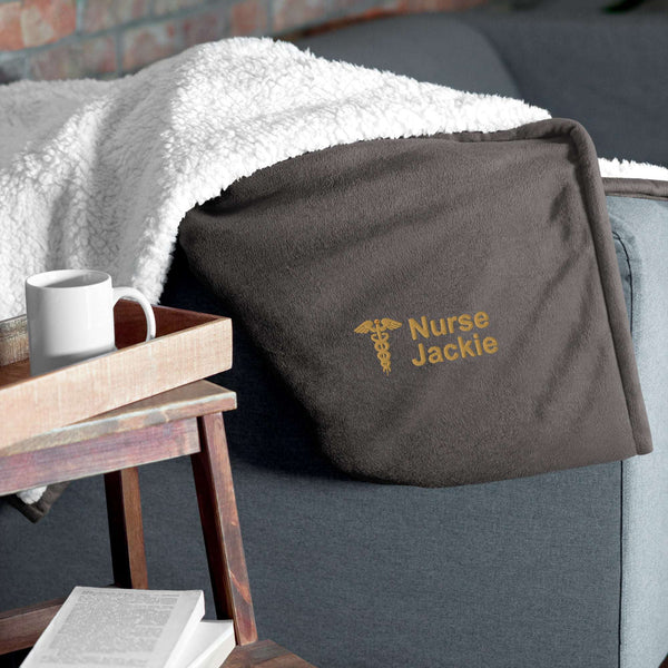 Personalized Embroidered Sherpa Blanket For Nurses