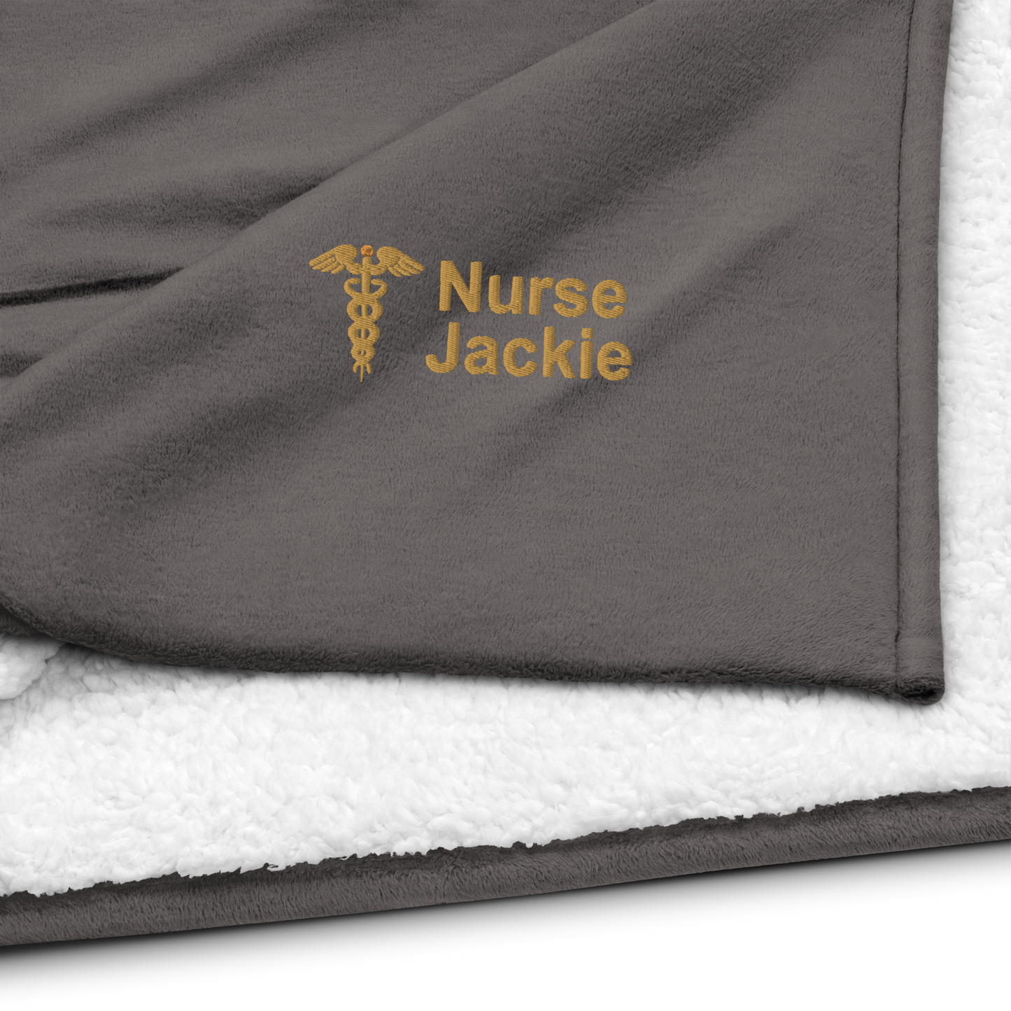 Cozy Embroidered Sherpa Nurse  Blanket