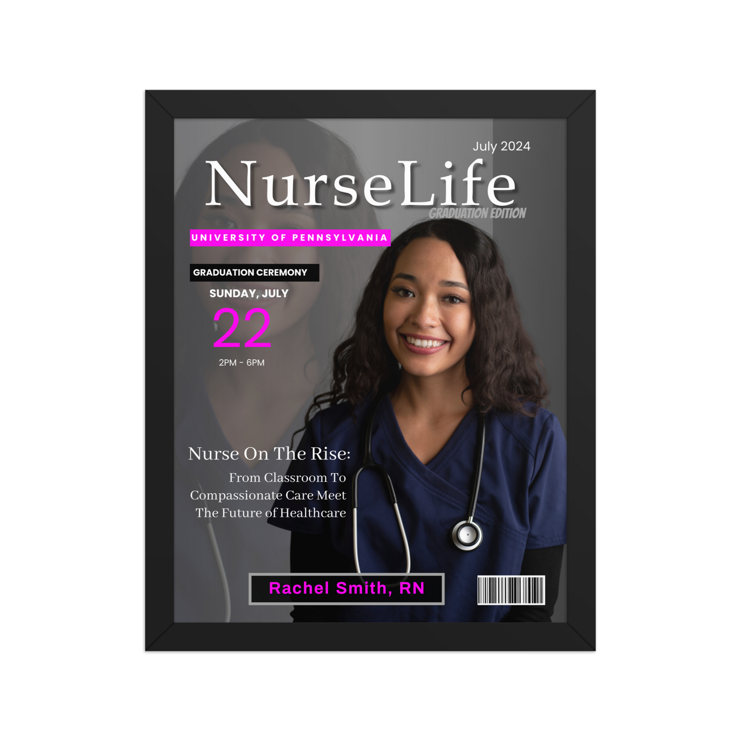 🎓Custom Nurse Magazine Cover Wall Art – Personalized RN Graduation Gift