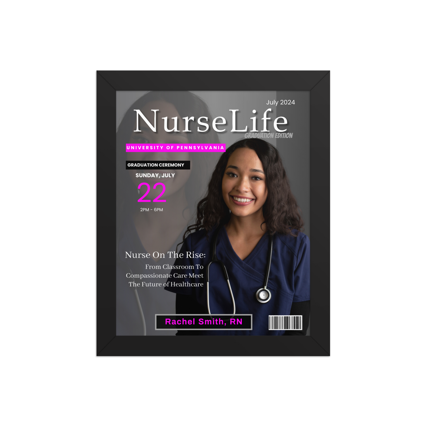🎓Custom Nurse Magazine Cover Wall Art – Personalized RN Graduation Gift