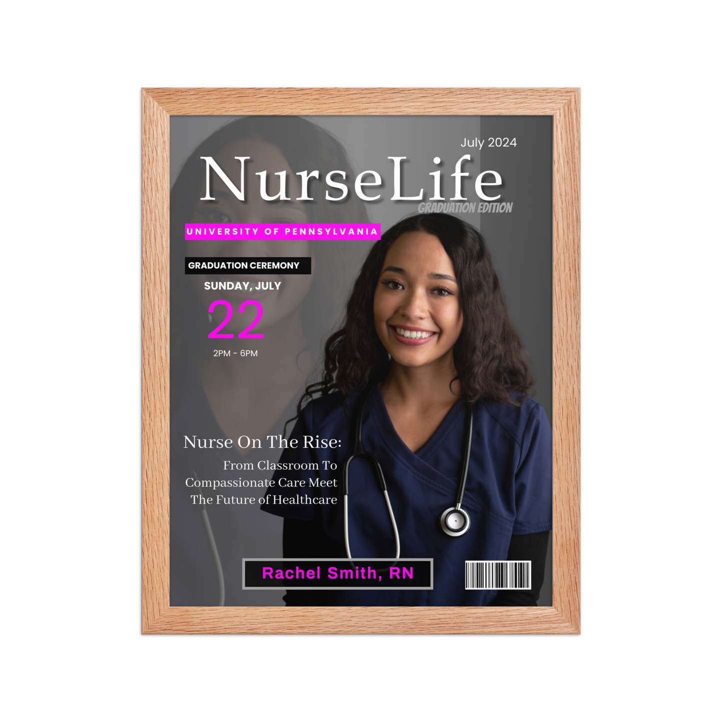 🎓Custom Nurse Magazine Cover Wall Art – Personalized RN Graduation Gift