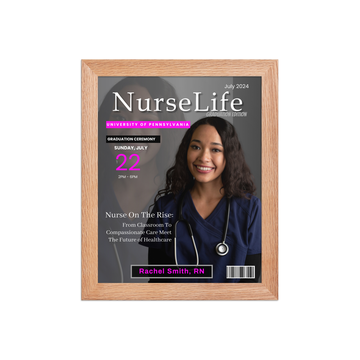 🎓Custom Nurse Magazine Cover Wall Art – Personalized RN Graduation Gift