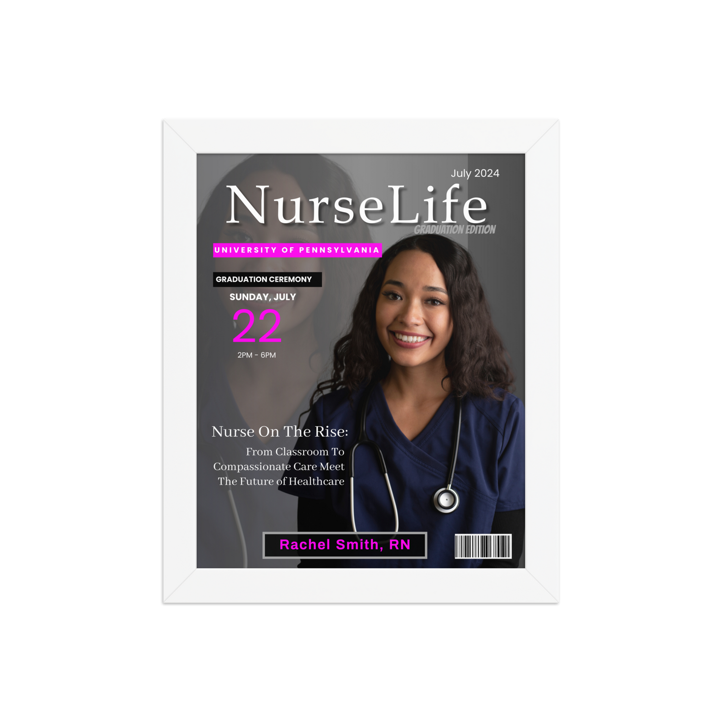 🎓Custom Nurse Magazine Cover Wall Art – Personalized RN Graduation Gift